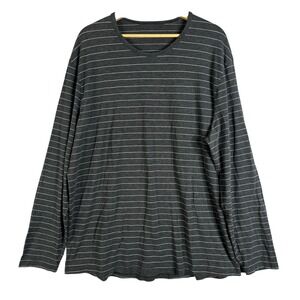Lululemon 5 Year basic Striped Tee Shirt Charcoal Gray Athletic Fit XL